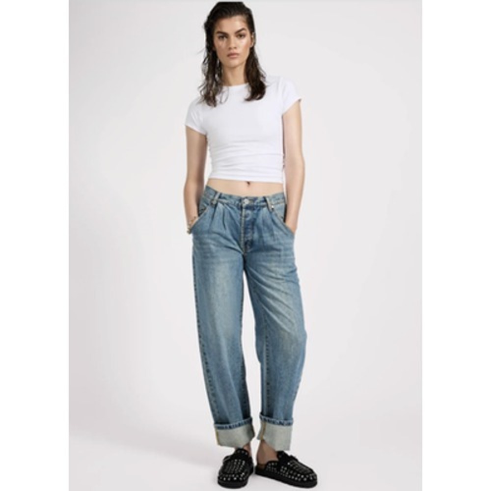 One Teaspoon Smiths Jeans Womens 27 Blue Wide Leg Relaxed Denim Tapered Baggy